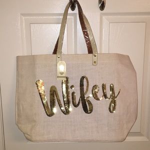 Wifey tote with gold sequins